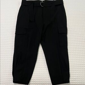 Banana Republic Black Cropped Cargo Trousers with D-Ring Belt